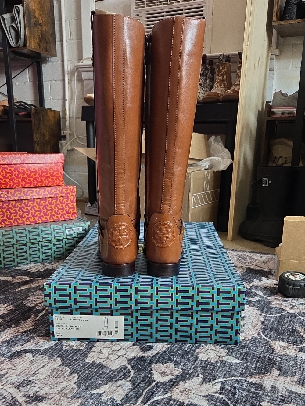 Tory Burch Cognac Leather Tall Riding Boots